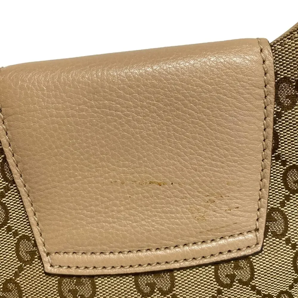 Gucci GG Shoulder Bag 296851 Beige Dark Brown Jacquard Leather